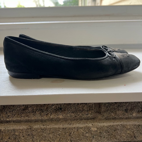 Chanel Suede Lambskin Cap Toe CC Ballerina Flats 41 black - Picture 5 of 6